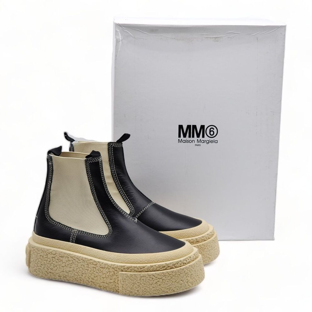 MM6 Maison Margiela Round-toe Leather Ankle Boots 40.5 (10.5)